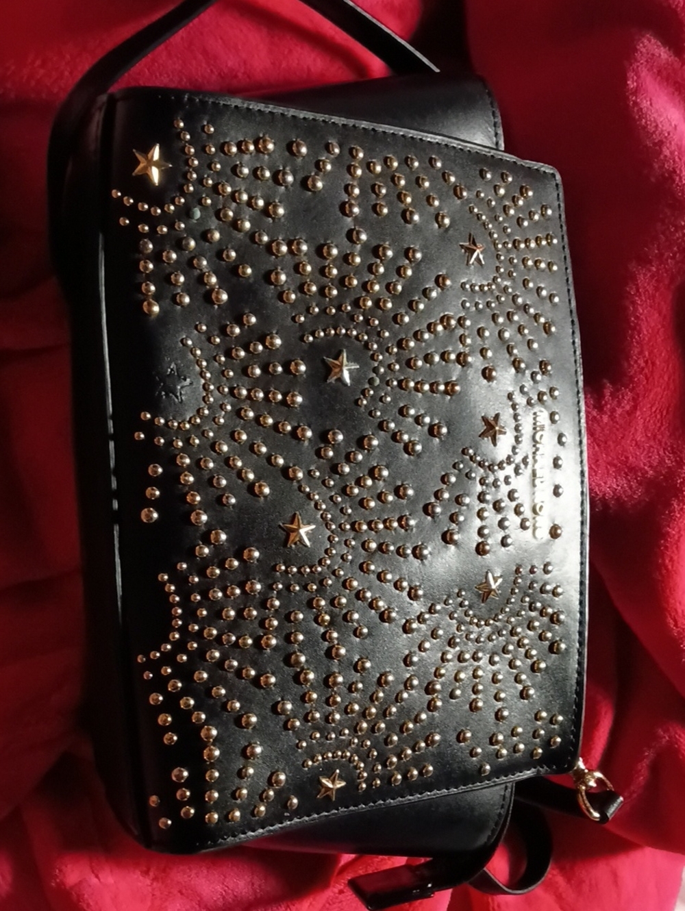 Michael Kors Black Studded Crossbody Bag with Gold Accents - Picture 3 of 9